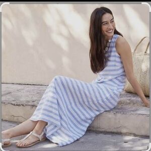 J.Jill Striped Linen Maxi Dress XL